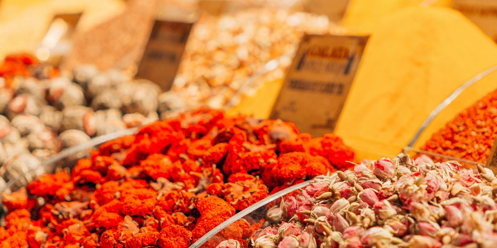 a close-up of a variety of spices